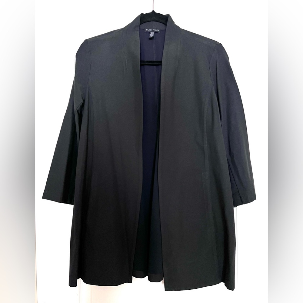 Eileen Fisher Dark Charcoal Gray Open-Front Blazer S/P